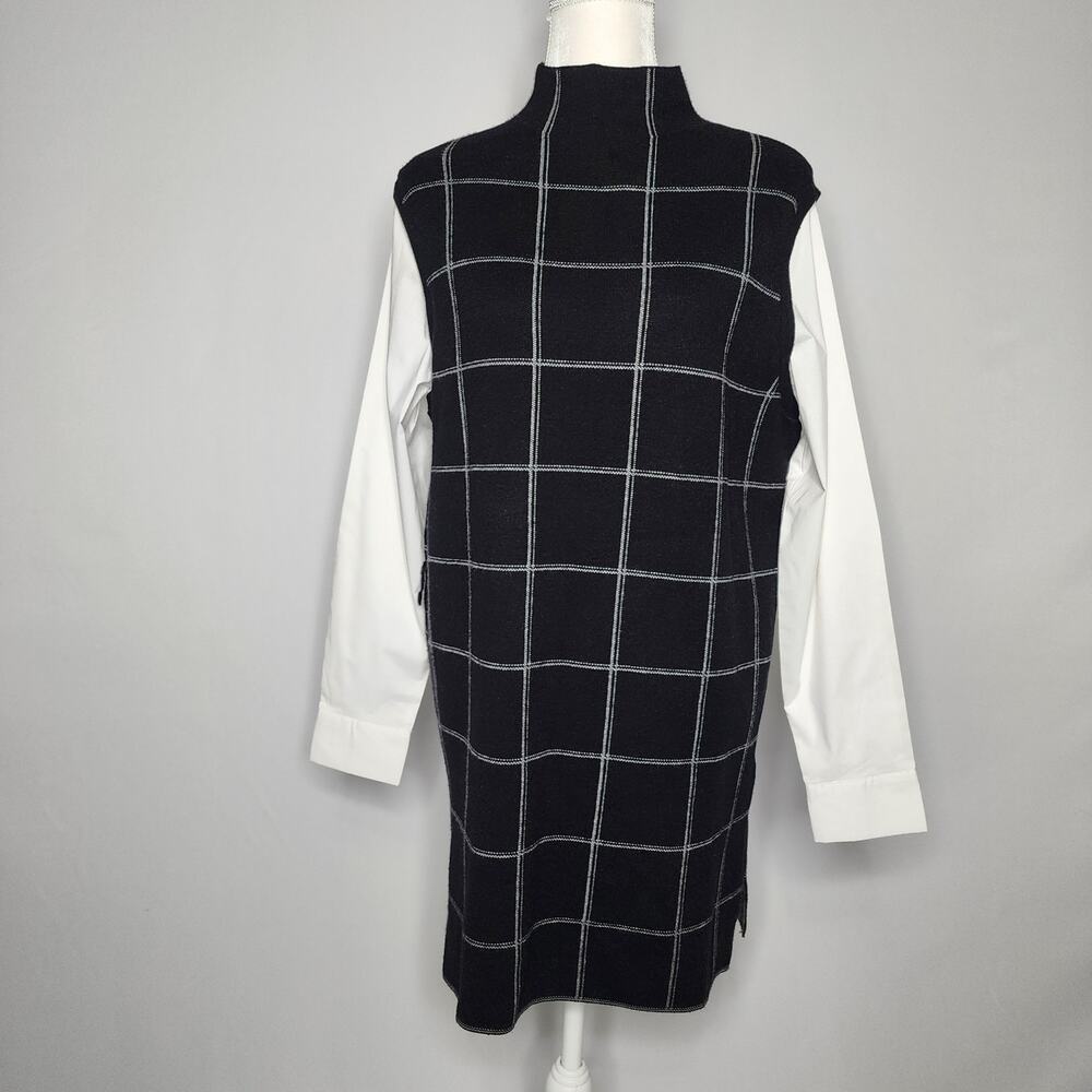 Tahari Black & White Knit Tunic Shirt Dress Women's Size Large
